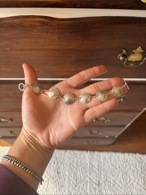 Sterling Silver Coin Link Bracelet in Silver